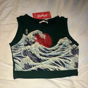Green Art Crop Top | Size Small | New with tags